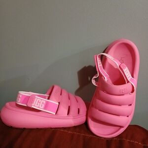 UGG Pink Foam Slide Clogs with Adjustable Backstrap